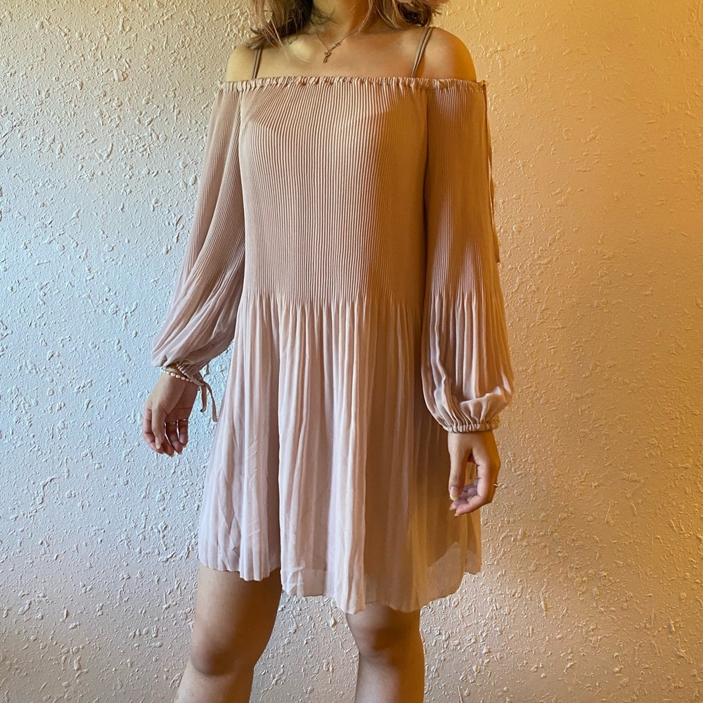 Aritzia Wilfred pink off the shoulder dress
